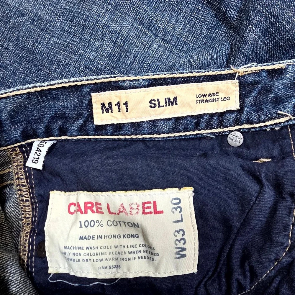 X2 Quality Denim Jeans Mens 33x30 Blue Straight Leg Dark Wash Casual Skater Y2K